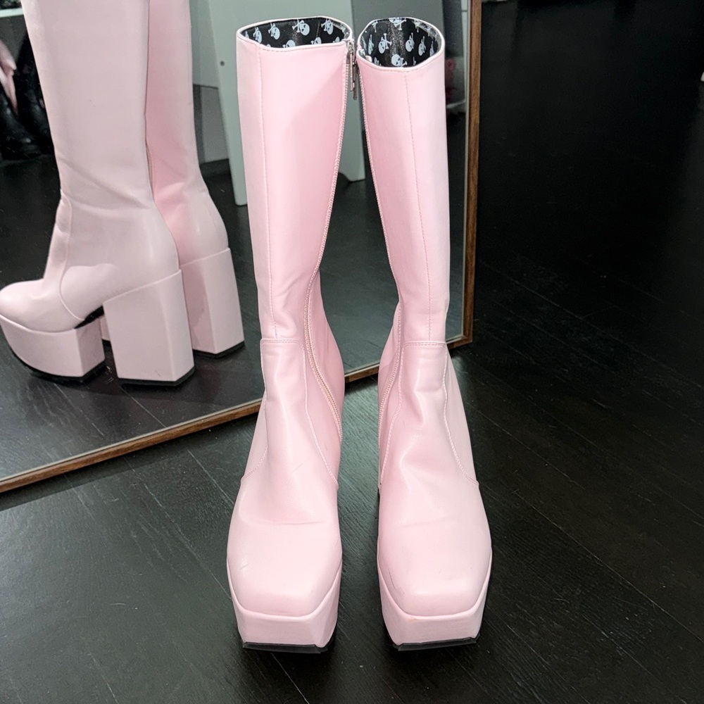 Pink Heeled platform Boots